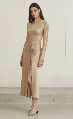 Bec and Bridge Classic One Shoulder Dress Gold Size 8 for rent on The Volte - image 2
