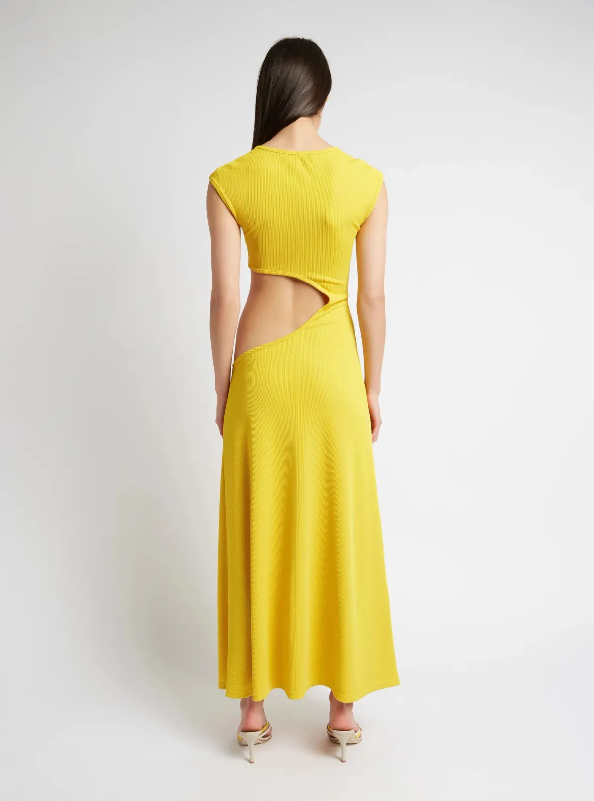 Christopher Esber Quartz Disconnect Cap Sleeve Midi Dress Yellow Size 8 - Image 5