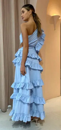 By Nicola Adrift Frill Maxi Dress Blue Size 14 for rent on The Volte - image 3