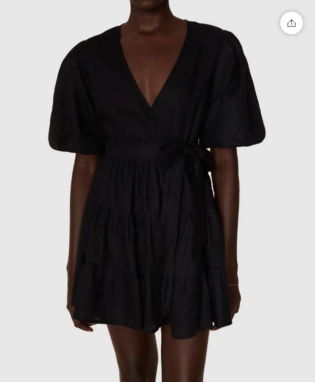 Faithfull the Brand Rooney Wrap Mini Dress Black Size 8 for rent on The Volte - main image