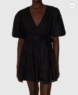 Faithfull the Brand Rooney Wrap Mini Dress Black Size 8 for rent on The Volte - image 2