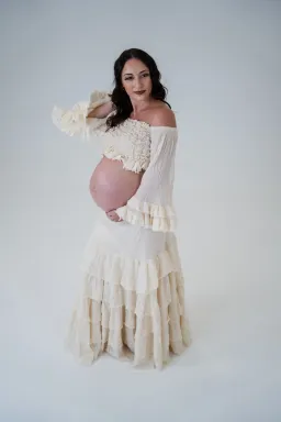 The Boho Shed Ruffled Top and Skirt Set Ivory One Size for rent on The Volte - image 1