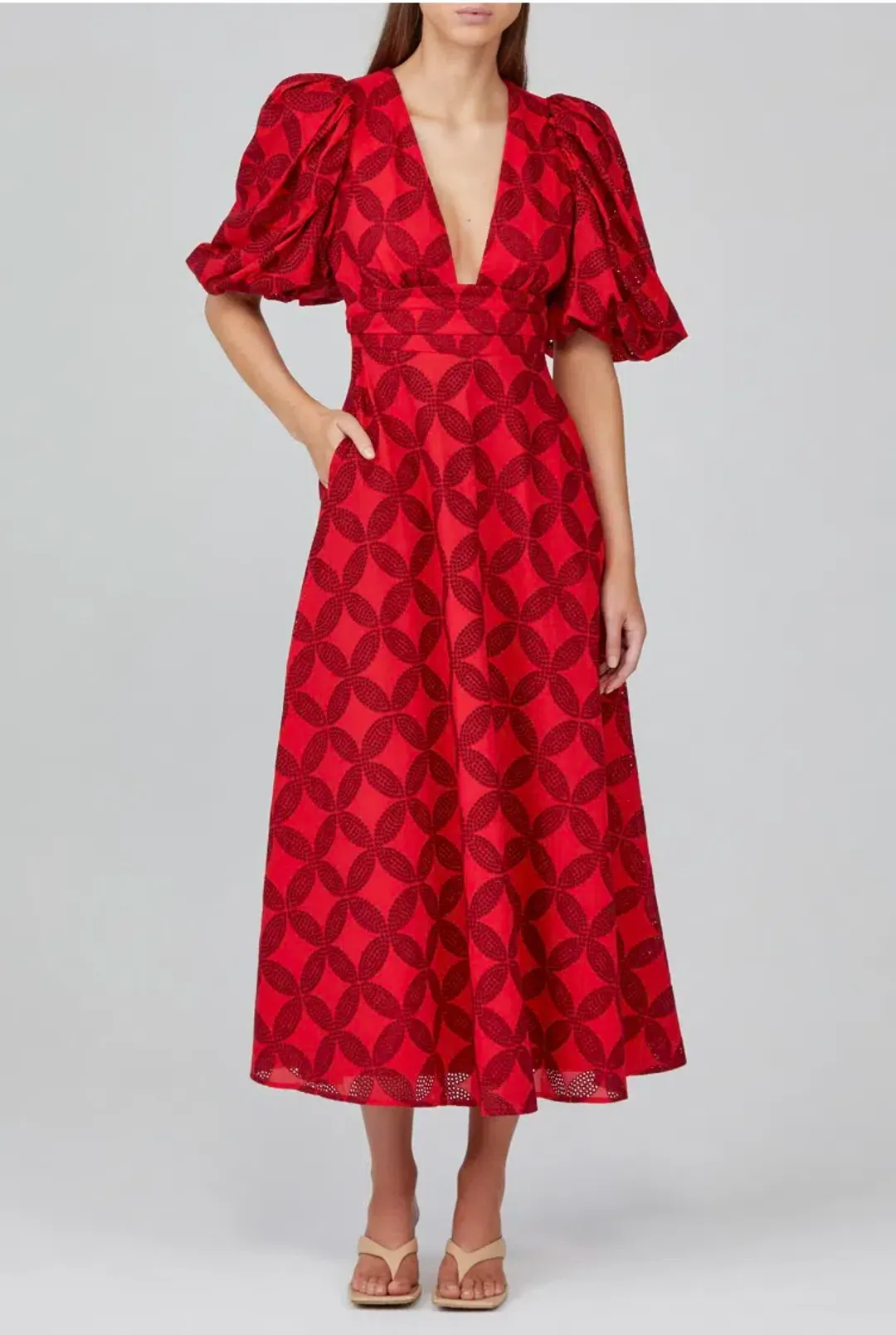 Acler Hamilton Midi Dress Red Size 10 for rent on The Volte - main image