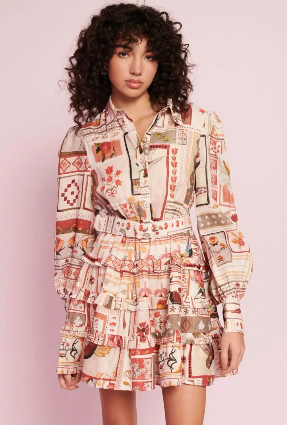 Kate Ford Cleome Layered Mini Dress Danillo Print Size 12 - Image 2