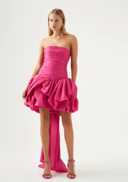 Aje Piacere Bubble Hem Mini Dress Fuchsia Size 10 / M for rent on The Volte - image 1