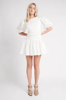 Aje Tidal Tucked Mini Dress White Size 8 / S for rent on The Volte - image 1