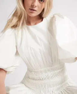 Aje Tidal Tucked Mini Dress White Size 8 / S for rent on The Volte - image 2