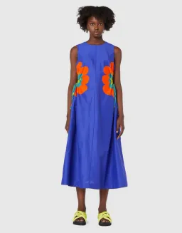 Gorman Puffy Flower Midi Dress Blue Size 8 for rent on The Volte - image 1