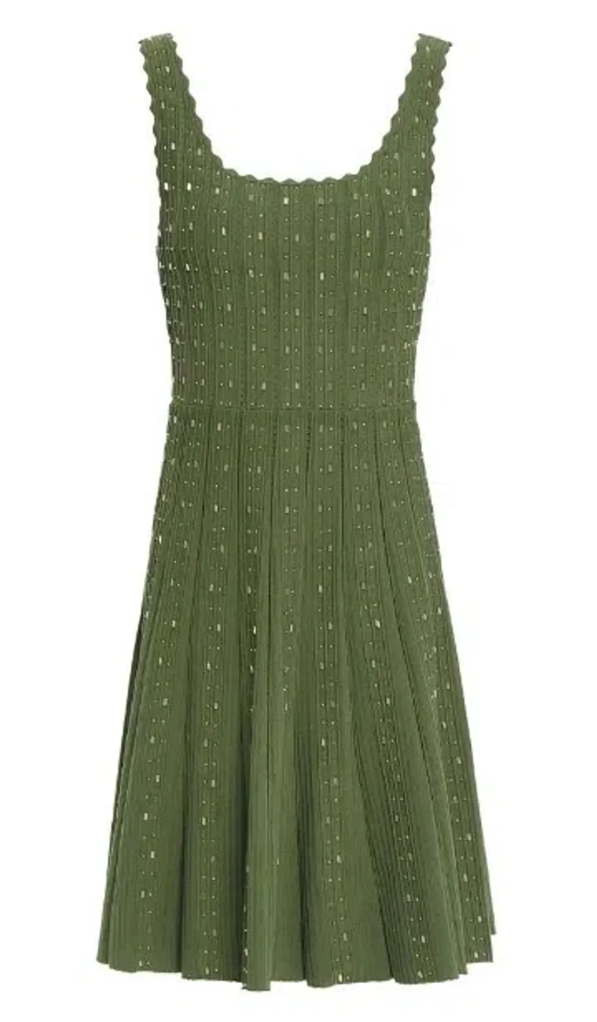 Sandro Paris Avah Scalloped Embellished Ribbed-knit Mini Dress Army Green Size S/AU 10 - Image 3