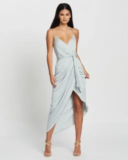 Shona Joy Luxe Tie Front Cocktail Dress Cloud Size 10 for rent on The Volte - image 1