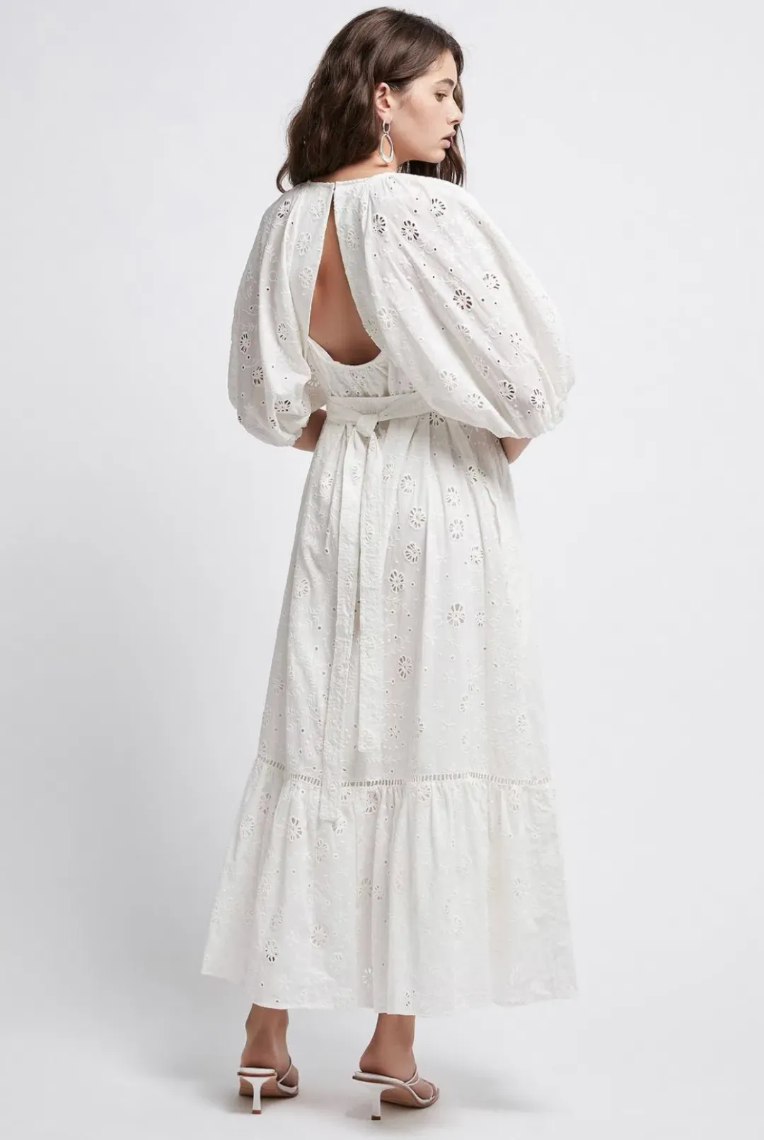 Aje Silvatica Broderie Midi Dress White Size 8 / S for rent on The Volte - main image
