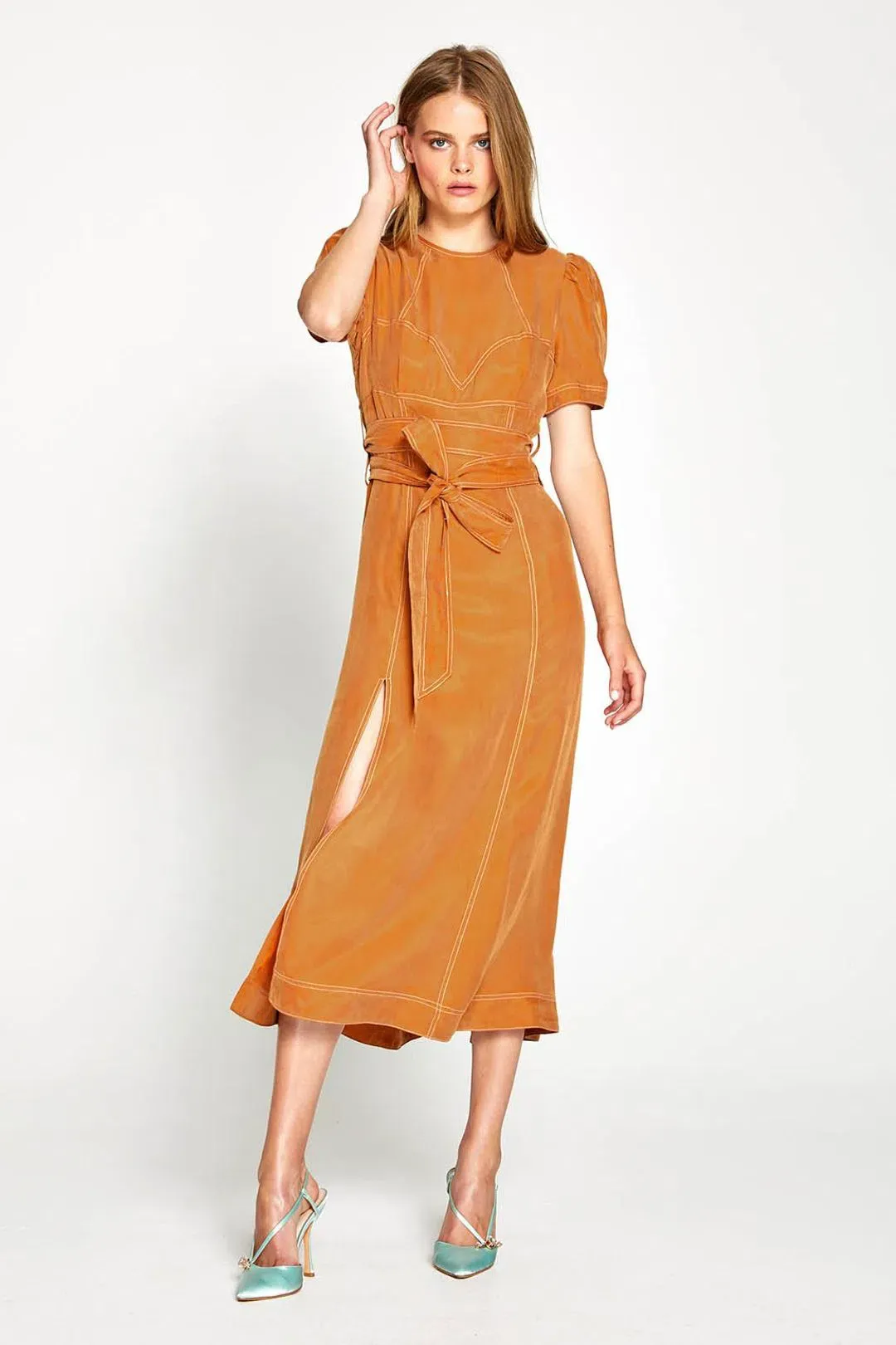 Alice McCall Eyes on You Midi Dress Brown Size 8 for rent on The Volte - main image