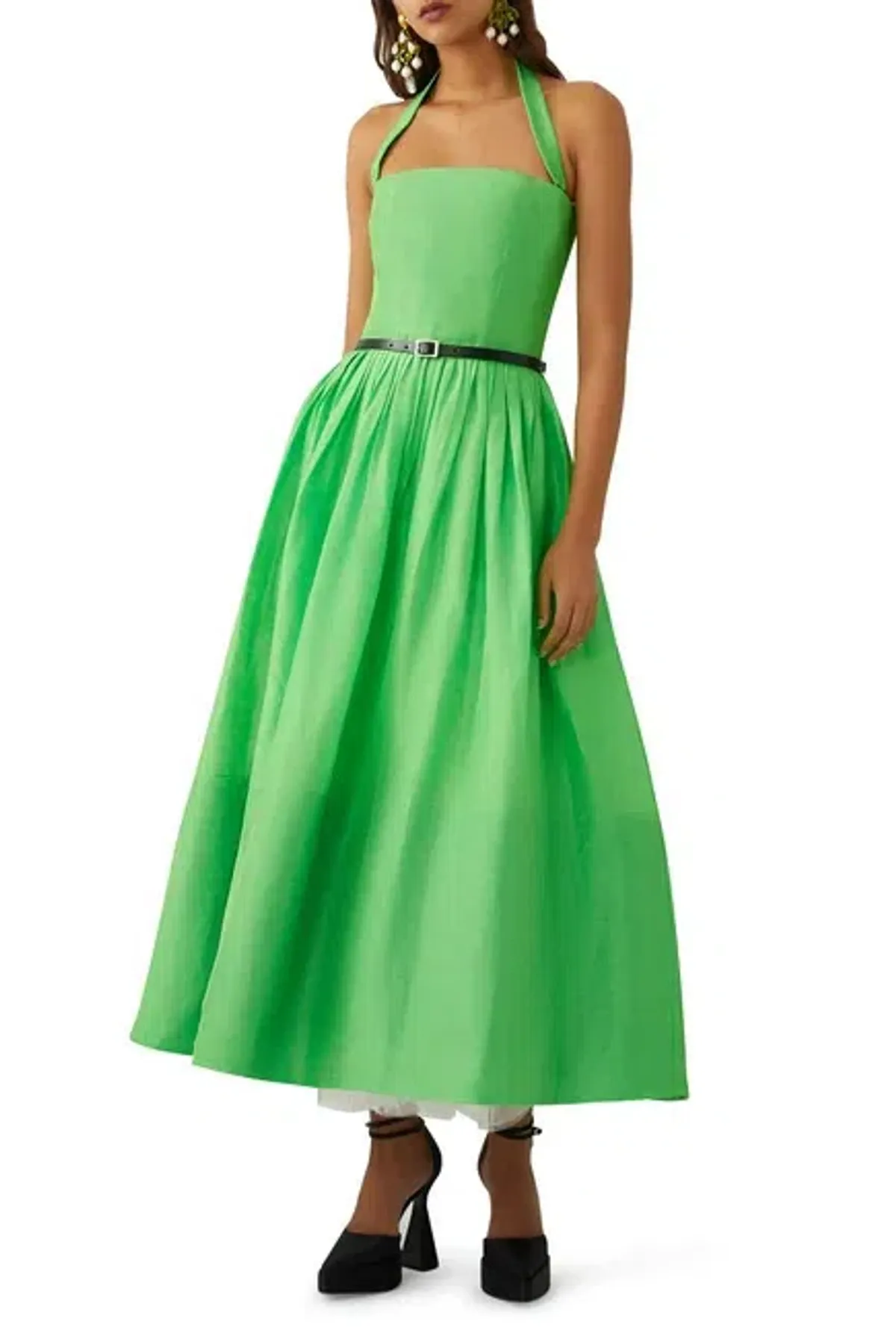 Leo & Lin Citron Linen Maxi Dress Green Size 10 - Image 1
