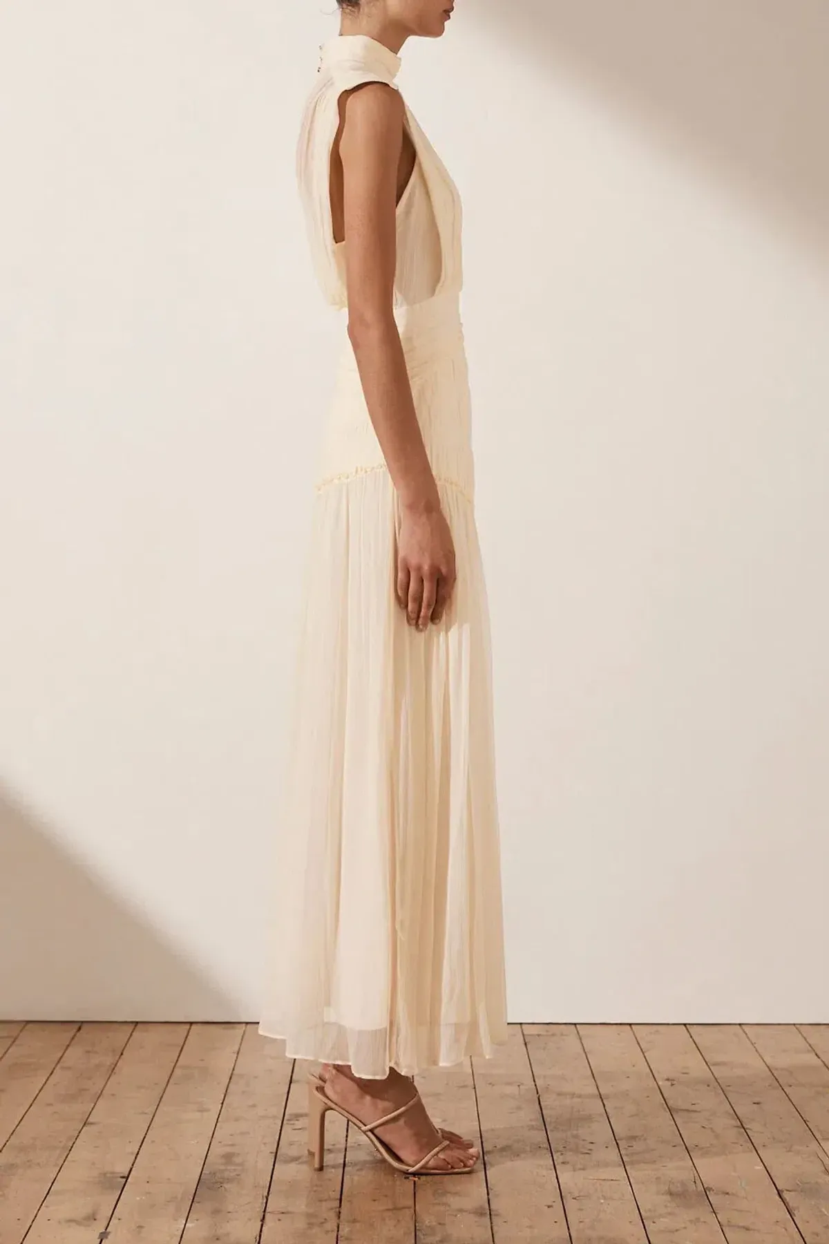 Shona Joy Clemence High Neck Dress Cream Size 12 - Image 2