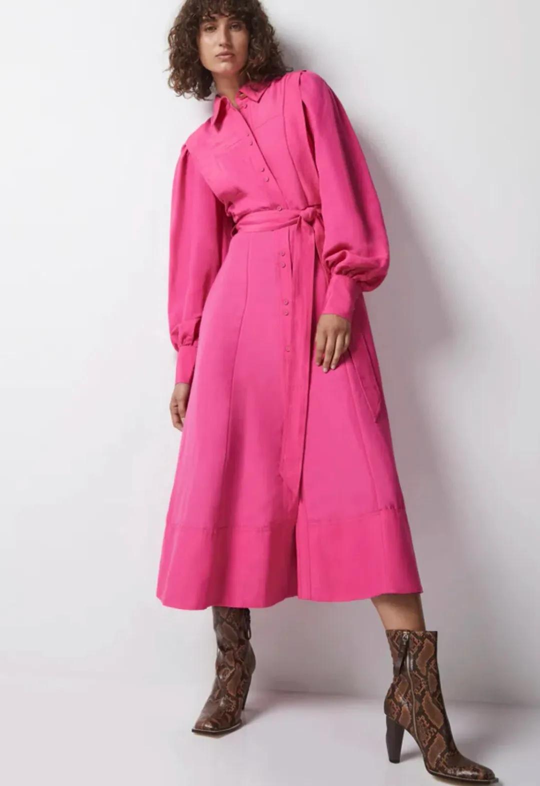 Aje Admiration Midi Shirt Dress Pink Size 10 for rent on The Volte - main image