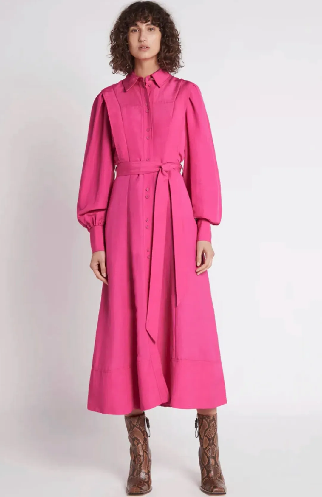 Aje Admiration Midi Shirt Dress Pink Size 10 for rent on The Volte - main image