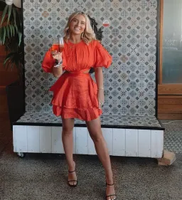 Aje Gracious Mini Dress Saffron Orange Size 6 for rent on The Volte - image 2