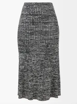 Self Portrait Crossover Front Ribbed Knit Cropped Top & Midi Skirt Set Black Size M / Au 10 for rent on The Volte - image 5