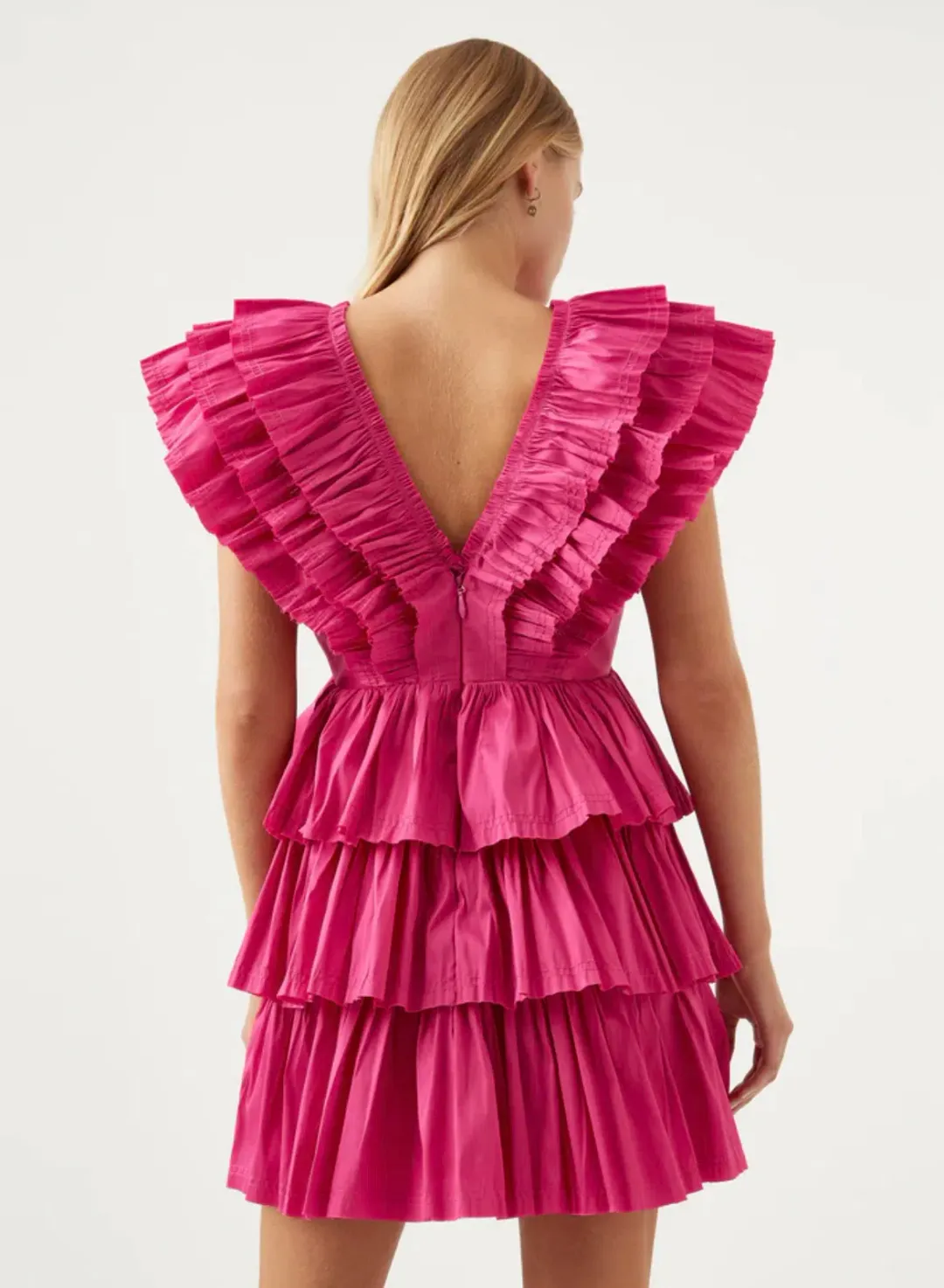 Aje Rhythmic Frilled Mini Dress Pink Size 8 / S for rent on The Volte - main image