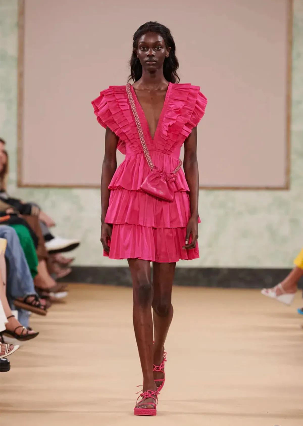 Aje Rhythmic Frilled Mini Dress Pink Size 8 / S - Image 3