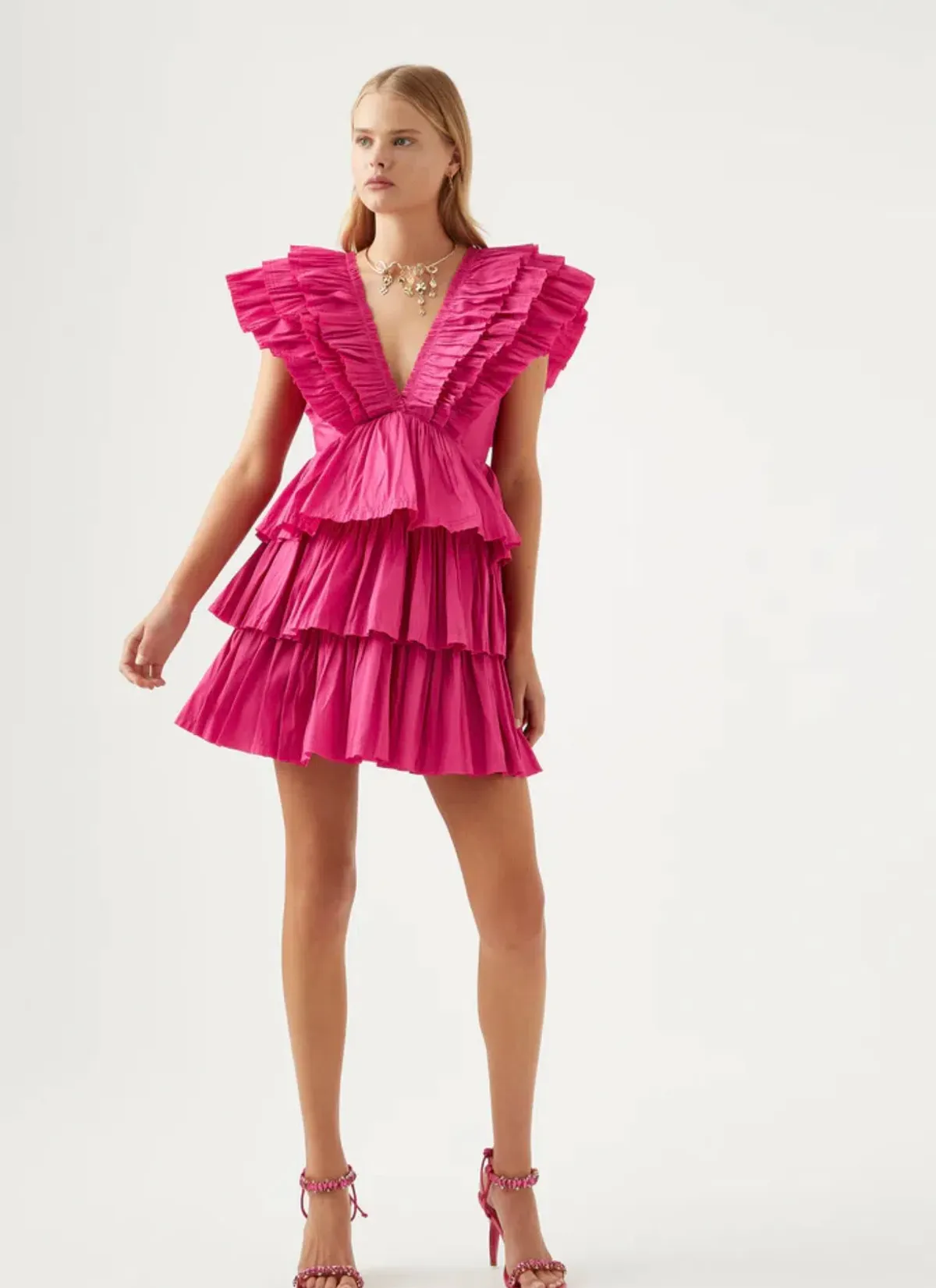 Aje Rhythmic Frilled Mini Dress Pink Size 8 / S - Image 1