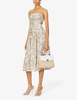 Zimmermann Lyre Linen Floral Dress Size 1/ Au 10 for rent on The Volte - image 3
