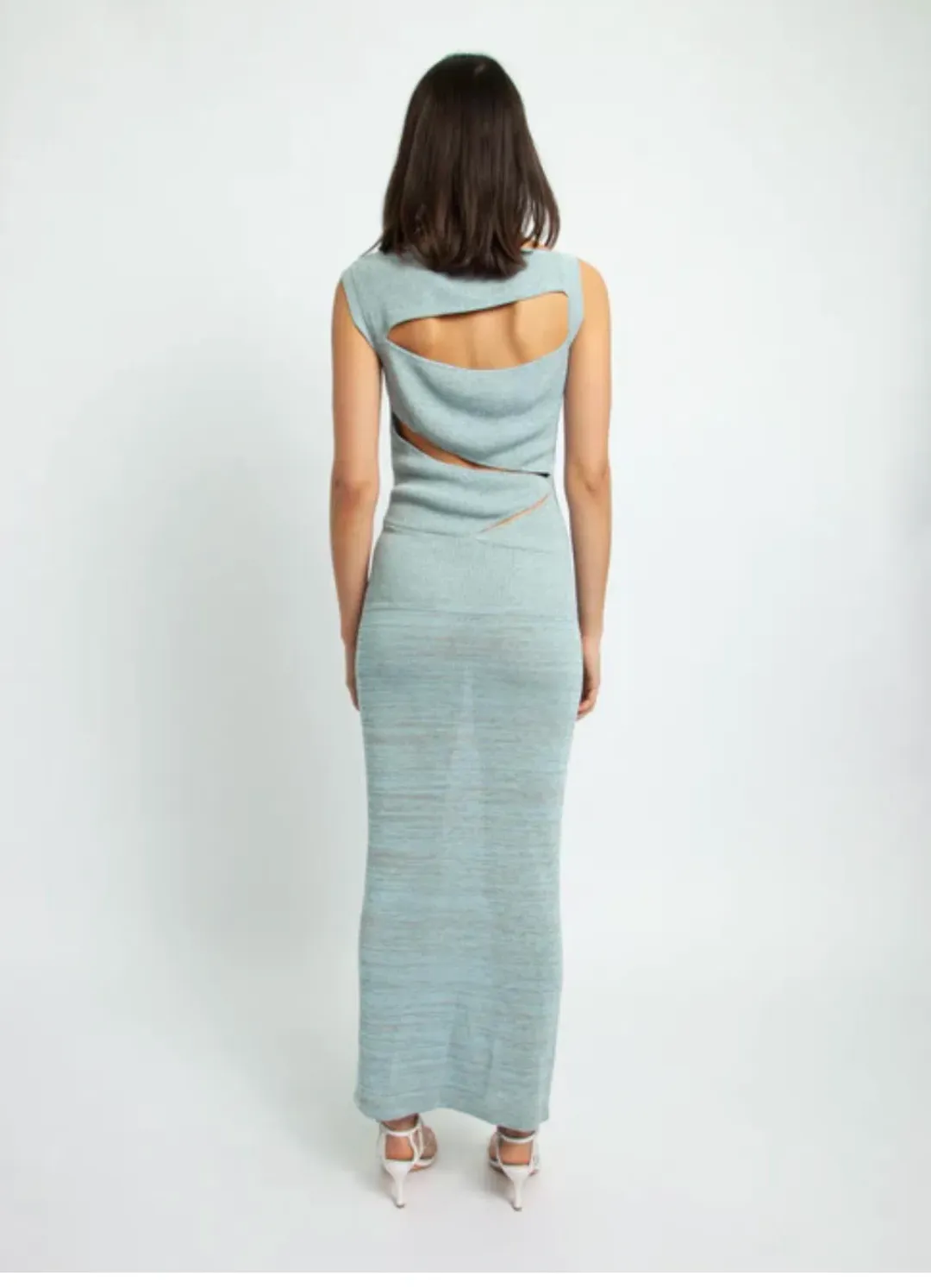Christopher Esber Slashed Knit Dress Ice Blue Size XXS/AU 4 for rent on The Volte - main image