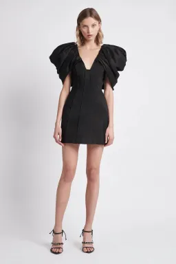 AJE Admiral Butterfly Sleeve Mini Dress Black Size 6 for rent on The Volte - image 1