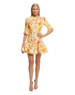 Zimmermann Primrose Flutter Mini Dress Marigold Floral Size 1 / Au 10 for rent on The Volte - image 1