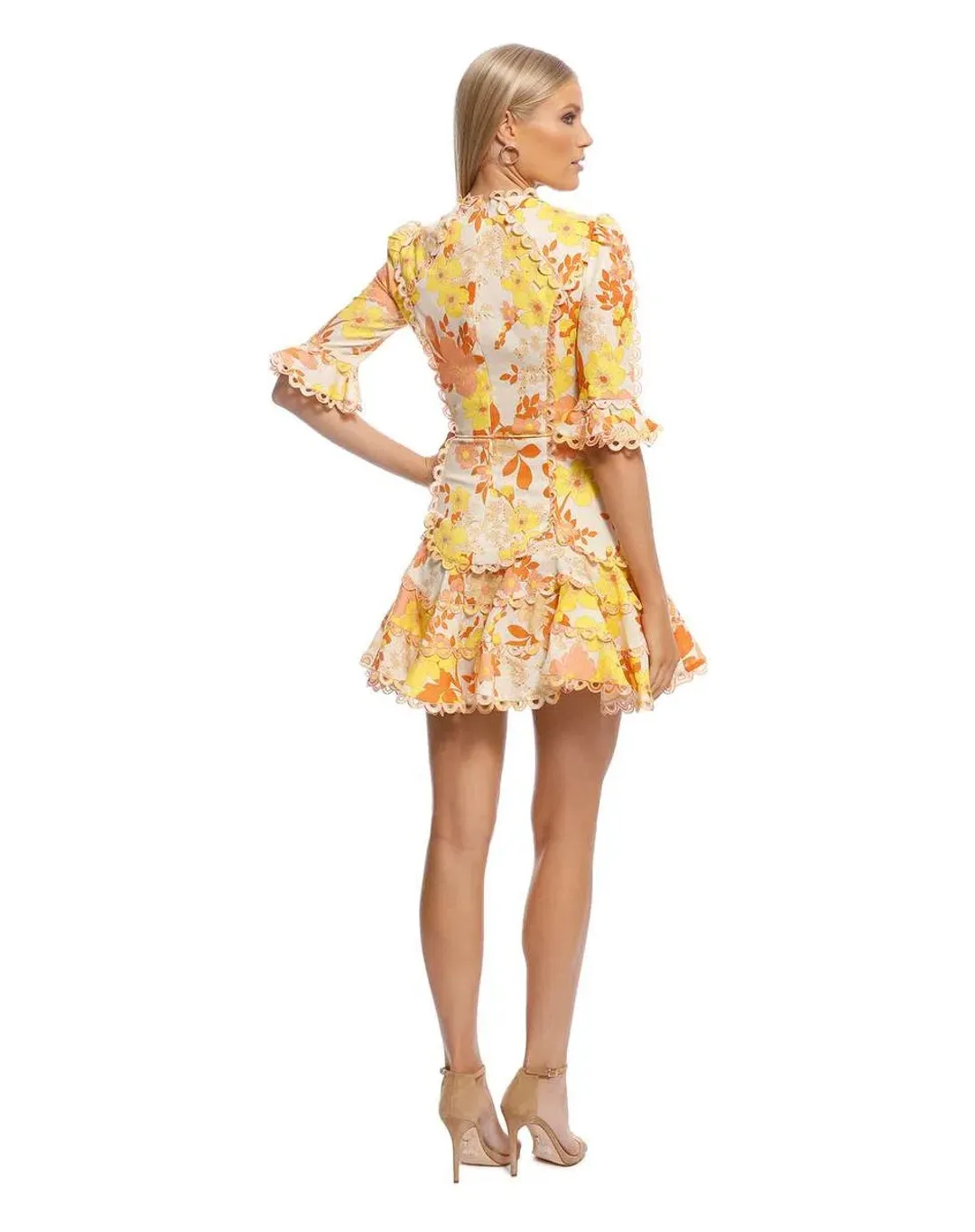 Zimmermann Primrose Flutter Mini Dress Marigold Floral Size 1 / Au 10 for rent on The Volte - main image