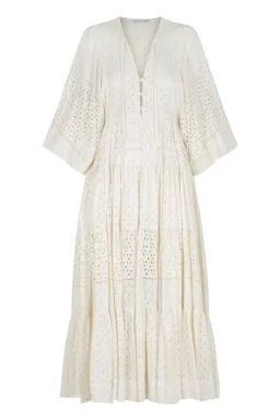 Shona Joy Vivienne Balloon Sleeve Tiered Midi Dress Ivory Size 14 for rent on The Volte - image 9