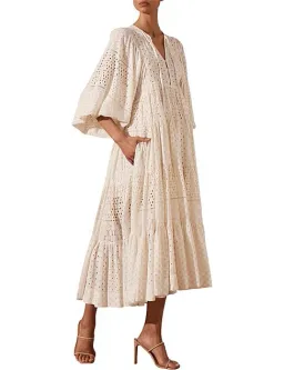 Shona Joy Vivienne Balloon Sleeve Tiered Midi Dress Ivory Size 14 for rent on The Volte - image 5