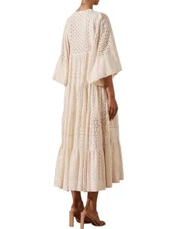 Shona Joy Vivienne Balloon Sleeve Tiered Midi Dress Ivory Size 14 for rent on The Volte - image 6
