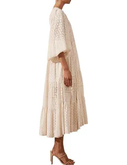 Shona Joy Vivienne Balloon Sleeve Tiered Midi Dress Ivory Size 14 for rent on The Volte - image 4