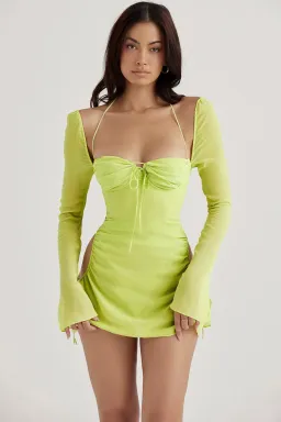 House of CB Baby Chiffon Halter Mini Dress in Lime Green Size S / Au 8 for rent on The Volte - image 1