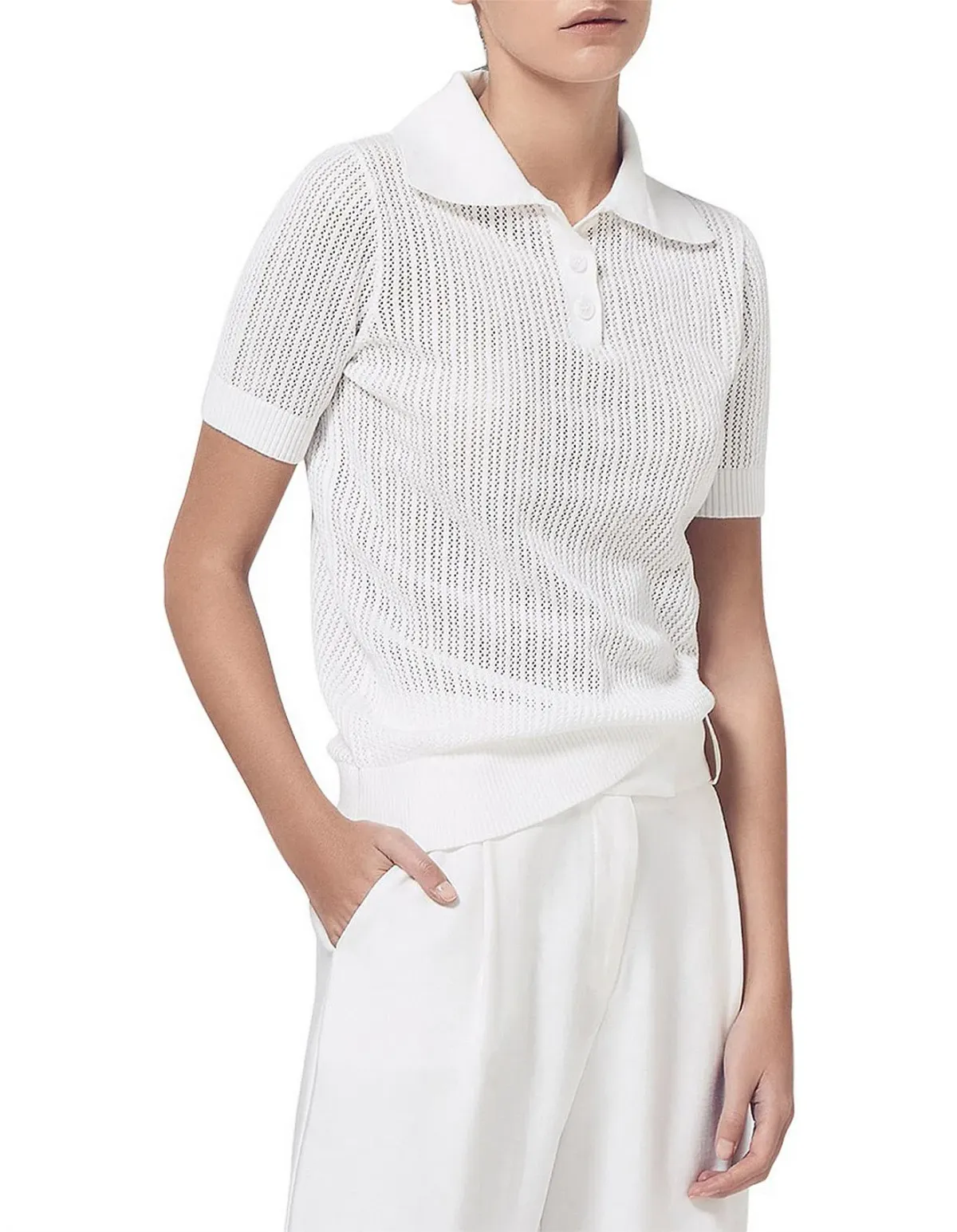 Viktoria & Woods Double Knit Polo Top White Size 1 / AU 8 - Image 3
