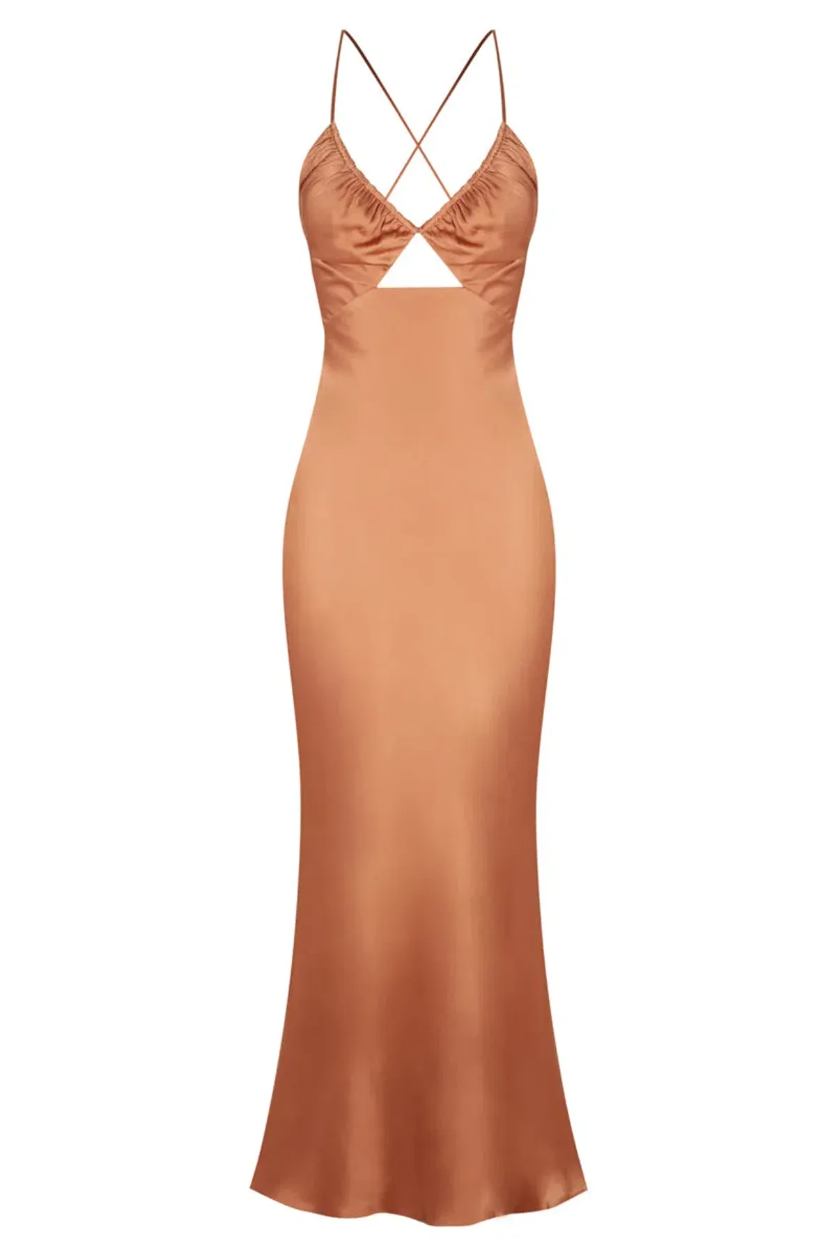 Shona Joy La Lune Ruched Bodice Midi Dress Copper Size 8 / S - Image 3