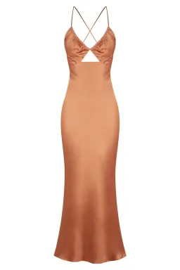 Shona Joy La Lune Ruched Bodice Midi Dress Copper Size 8 / S for rent on The Volte - image 3