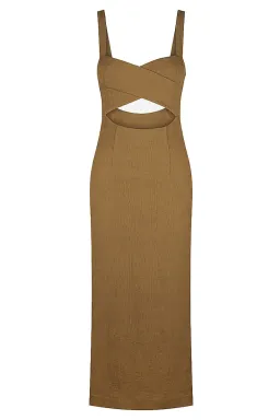 Shona Joy Simone Cross Over Midi Dress Cumin Size 8 / S for rent on The Volte - image 3
