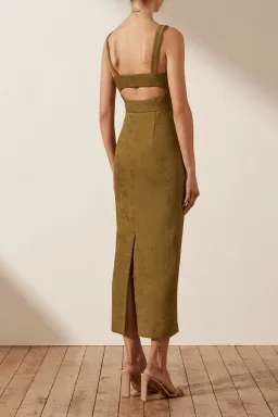 Shona Joy Simone Cross Over Midi Dress Cumin Size 8 / S for rent on The Volte - image 2