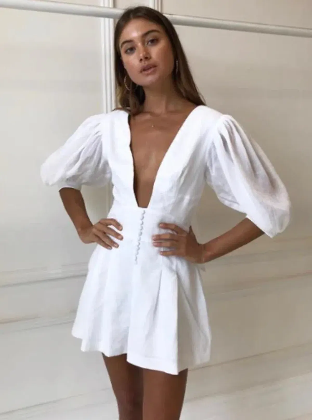 Joslin Studio Andrea Linen Ramie Playsuit White Size 8 - Image 2