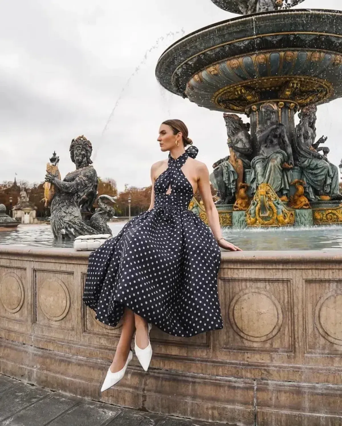 Zimmermann High Tide Halter Dress Navy/Cream Dot Size 1 / Au 10 - Image 2