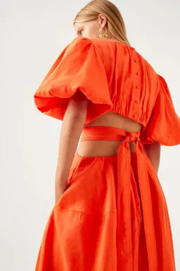 Aje Cosette Tie Back Midi Dress Orange Size 6 for rent on The Volte - image 5