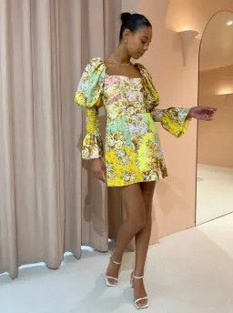 Alemais Matilde Puff Sleeve Mini Dress Multi Size 6 for rent on The Volte - image 4