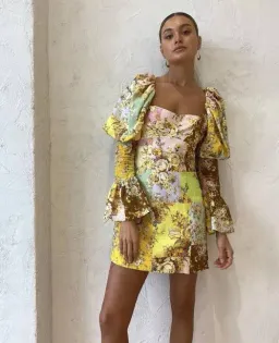 Alemais Matilde Puff Sleeve Mini Dress Multi Size 6 for rent on The Volte - image 1