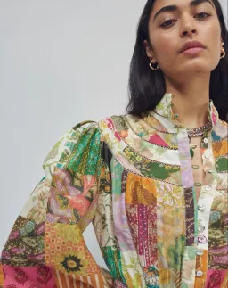 Alemais Hattie Patchwork Midi Dress Multi Size 10 for rent on The Volte - image 2