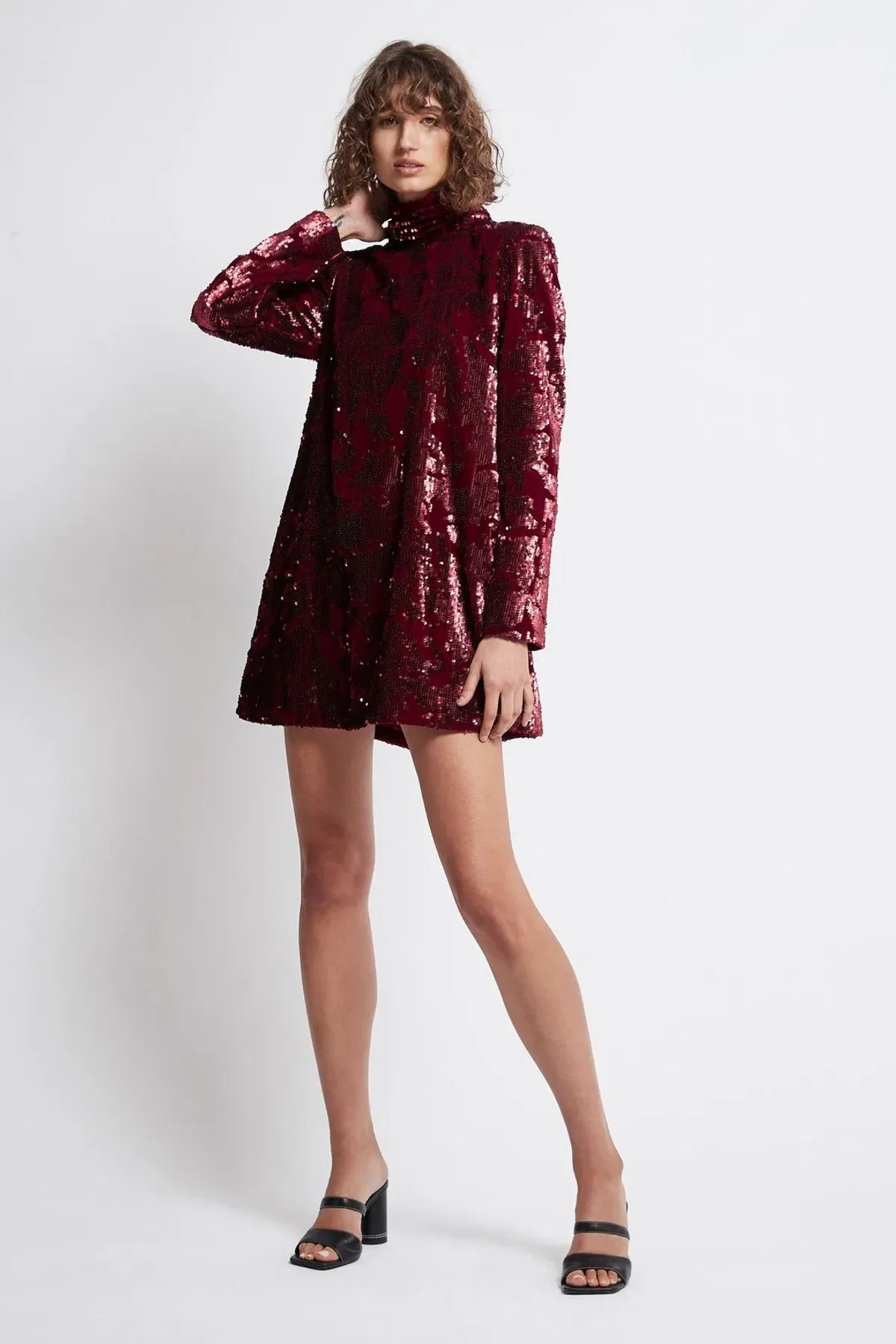 Aje Rebellion Embellished Velvet Mini Dress Burgundy Size 8 / S - Image 1