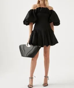 AJE Arles Off The Shoulder Mini Dress Black Size 14 for rent on The Volte - image 1