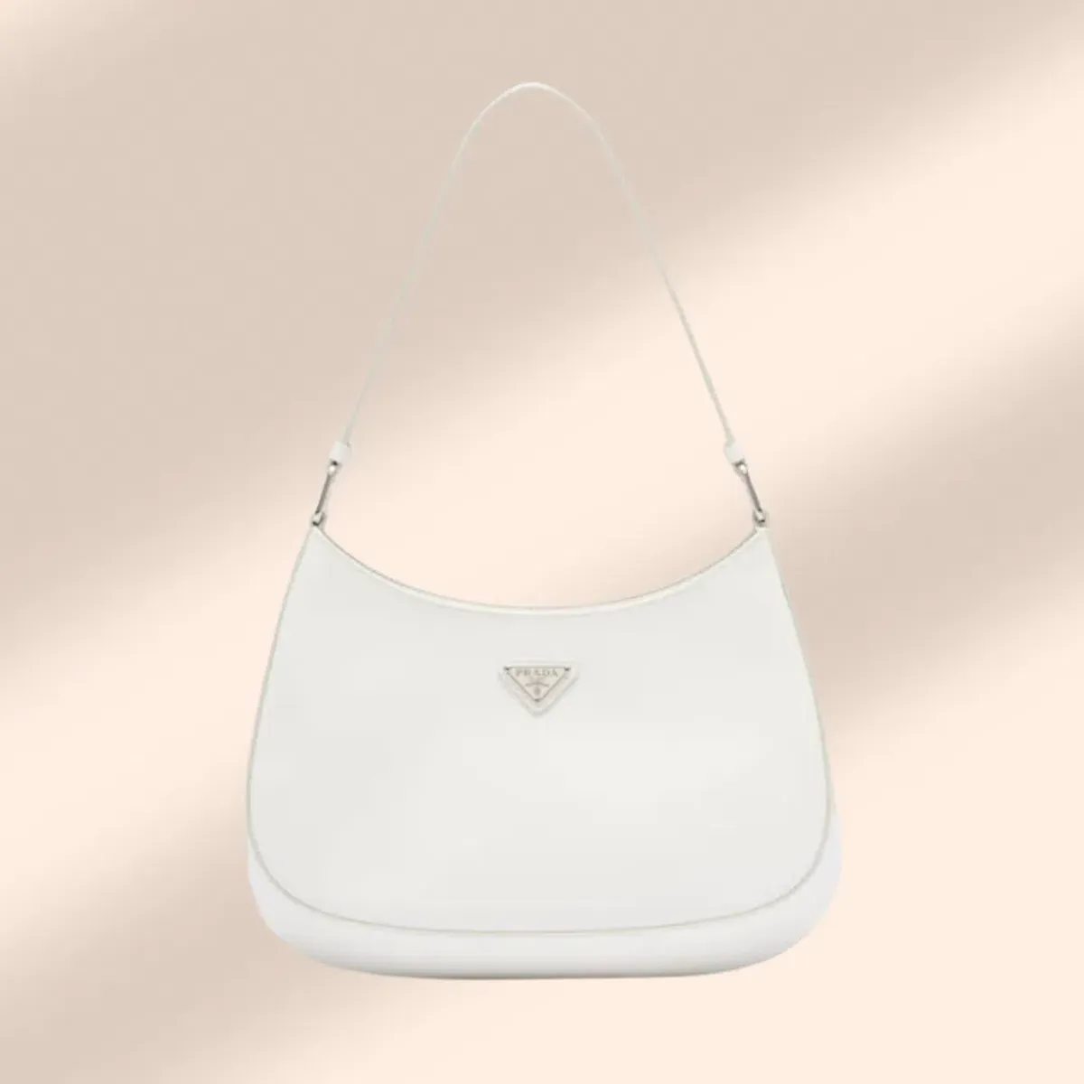 Prada Cleo Brushed Leather Shoulder Bag Chalk - Image 1