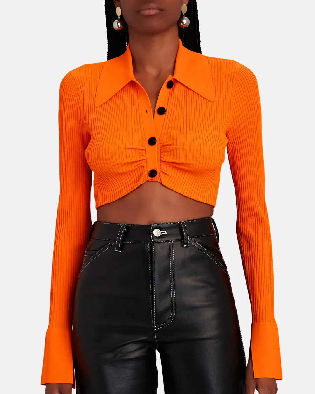 A.L.C. Ashlyn Rib Knit Crop Top Orange Size 8 for rent on The Volte - main image